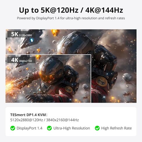 4K @ 144 هرتز DisplayPort KVM Switch 4 كمبيوتر 1 شاشة، DP 1.4 KVM Switches لـ 4 أجهزة كمبيوتر، محاكي EDID، مسح تلقائي، HDR، HDCP 2.2، سلسلة ديزي، مفتاح تشغيل سريع للتحكم عن بعد بالأشعة تحت الحمراء، 4 كابل USB 1.5 متر DP in Kuwait