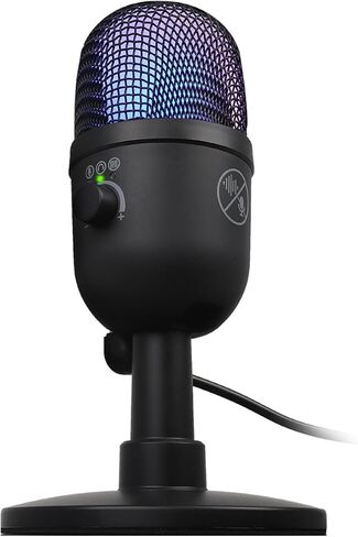 USB Computer Microphone with RGB Light, Headphone Output, Mute Control and OTG Cable for PC Laptop, Black in Saudi Arabia