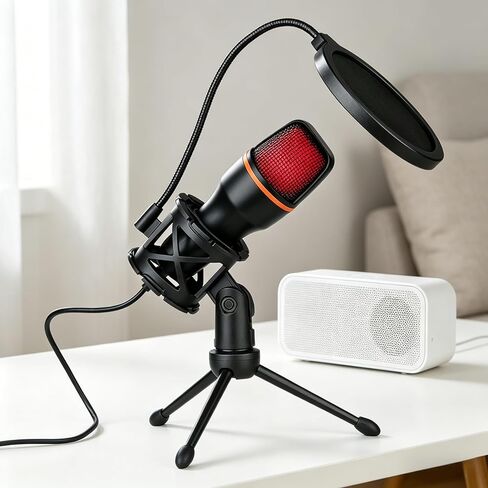 USB PC Condenser Microphone, RGB Light with Tripod & Accessories for PS4/5 Podcast Streaming in Saudi Arabia
