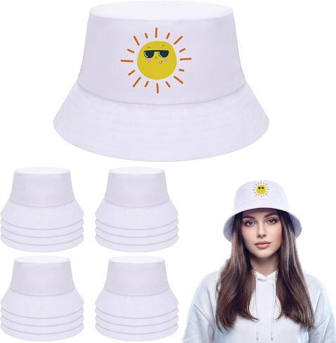 16 PCS Sublimation Bucket Hats Bulk White DIY Summer Sublimation Blank Hat Bucket Hats for Men Women Adults Travel Fishing Outdoor Sports in Saudi Arabia