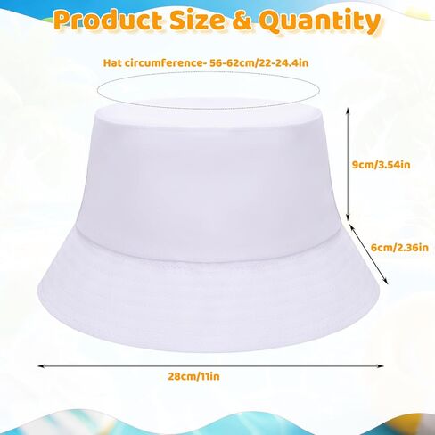 16 PCS Sublimation Bucket Hats Bulk White DIY Summer Sublimation Blank Hat Bucket Hats for Men Women Adults Travel Fishing Outdoor Sports in Saudi Arabia