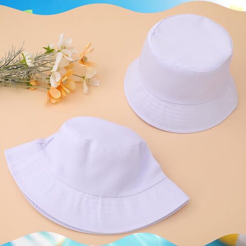16 PCS Sublimation Bucket Hats Bulk White DIY Summer Sublimation Blank Hat Bucket Hats for Men Women Adults Travel Fishing Outdoor Sports in Saudi Arabia