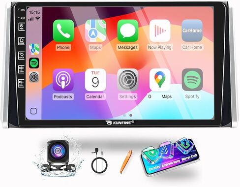 Kunfine Car Carplay Android Auto Maving Stereo GPS Radio Camera Display 10 "IPS Touchscreen Headunit Tablet Pad Player Toyota RAV4 2018-2023 ، إذا كان ذلك ممكنًا رباعيًا 2g+64g in Kuwait