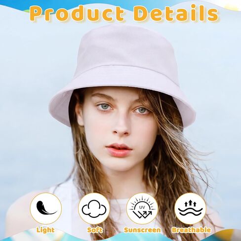 16 PCS Sublimation Bucket Hats Bulk White DIY Summer Sublimation Blank Hat Bucket Hats for Men Women Adults Travel Fishing Outdoor Sports in Saudi Arabia