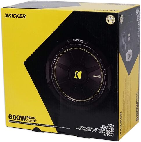 KICKER 44CWCS124 CompC 12" 600 Watt Single 4-Ohm Car Audio Subwoofer Sub CWCS124 (Renewed) in Saudi Arabia