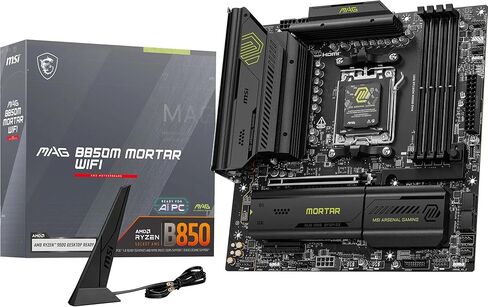 اللوحة الأم MSI MAG B850M Mortar WiFi، mATX - تدعم معالجات AMD Ryzen 9000/8000 / 7000، AM5-60A SPS VRM، DDR5 Memory Boost 8200+ MT/s (OC)، PCIe 5.0 x16، M.2 Gen5، Wi-Fi 7، 5G LAN (متجدد) in Kuwait