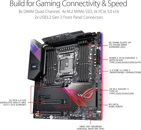 ASUS ROG Rampage VI Extreme Encore, X299 LGA 2066 E-ATX Gaming Motherboard for Intel® Core™ X-Series Processors with Aura Sync RGB Lighting in Saudi Arabia
