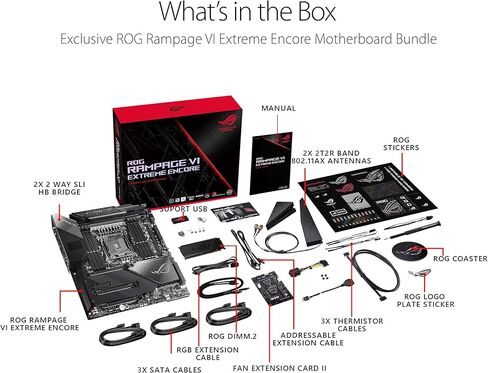 ASUS ROG Rampage VI Extreme Encore, X299 LGA 2066 E-ATX Gaming Motherboard for Intel® Core™ X-Series Processors with Aura Sync RGB Lighting in Saudi Arabia