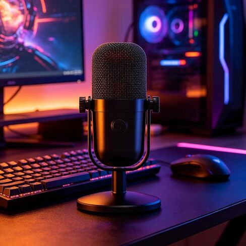RGB Condenser Mic for Streaming & Podcasting | USB HD Recording, Noise Reduction, Real-Time Monitoring | PC & Mobile Compatible in Saudi Arabia
