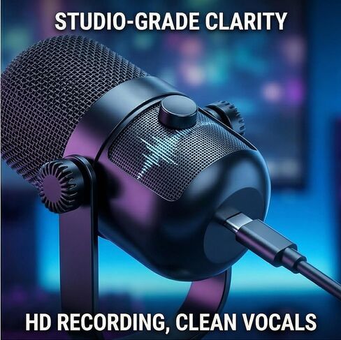 RGB Condenser Mic for Streaming & Podcasting | USB HD Recording, Noise Reduction, Real-Time Monitoring | PC & Mobile Compatible in Saudi Arabia