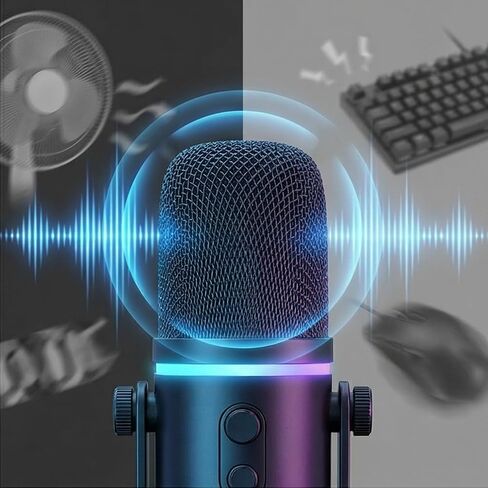 RGB Condenser Mic for Streaming & Podcasting | USB HD Recording, Noise Reduction, Real-Time Monitoring | PC & Mobile Compatible in Saudi Arabia