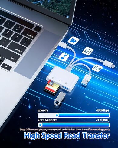 قارئ بطاقة SD 3 في 1 - محول كاميرا USB لايتنينغ إلى USB مع فتحات SD/Micro SD ومنفذ USB، التوصيل والتشغيل Lightning/USB-C/USB-A 3 واجهات محول بطاقة SD لأجهزة iPhone 17/16/15/14/13/iPad/Android in Saudi Arabia