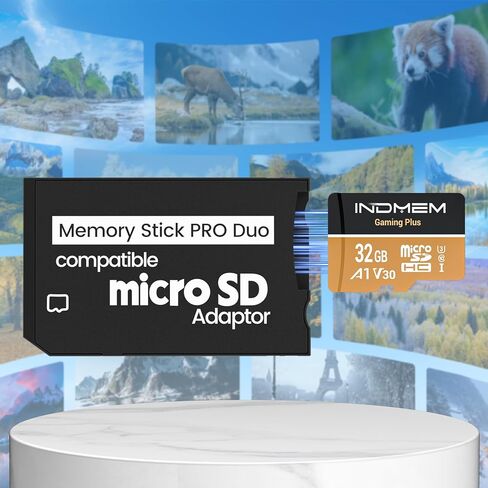 محول Memory Stick PRO Duo مع بطاقة Micro SD سعة 32 جيجابايت، وبطاقة Micro SD/SDHC/SDXC إلى بطاقة Memory Stick PRO Duo MagicGate المتوافقة مع كاميرا PSP 1000/2000/3000/Cybershot وكاميرا Handycam، والهاتف الخلوي in Kuwait