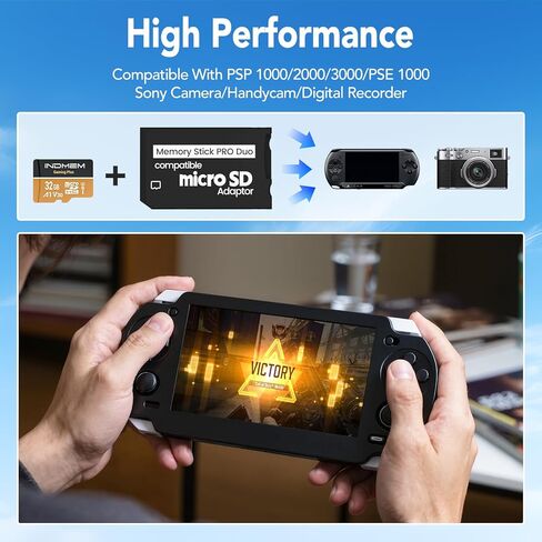 محول Memory Stick PRO Duo مع بطاقة Micro SD سعة 32 جيجابايت، وبطاقة Micro SD/SDHC/SDXC إلى بطاقة Memory Stick PRO Duo MagicGate المتوافقة مع كاميرا PSP 1000/2000/3000/Cybershot وكاميرا Handycam، والهاتف الخلوي in Kuwait