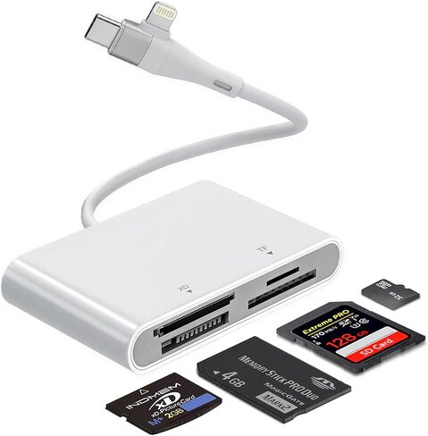 Memory Stick Pro Duo Adapter for Lightning/USB-C - 4-in-1 Multi Memory Card Reader for SD/Micro SD/MS/xD-Picture Cards, Sony Memory Stick Pro Duo Reader OTG Adapter, Plug & Play for iPhone/Android/PC in Saudi Arabia