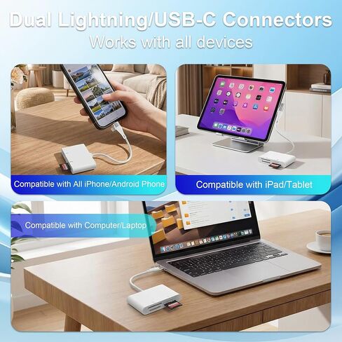 Memory Stick Pro Duo Adapter for Lightning/USB-C - 4-in-1 Multi Memory Card Reader for SD/Micro SD/MS/xD-Picture Cards, Sony Memory Stick Pro Duo Reader OTG Adapter, Plug & Play for iPhone/Android/PC in Saudi Arabia