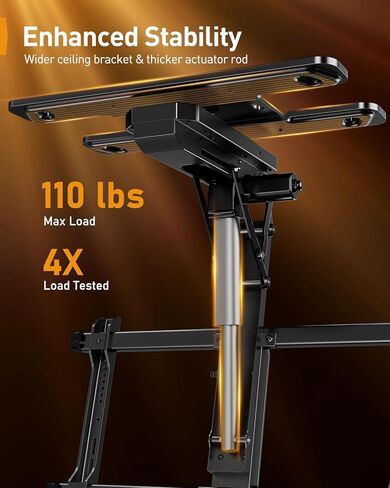 Perlegear Electric Ceiling TV Mount with App & Remote, Motorized Ceiling Mount Full Motion for 32″-75″ Flat and Curved TVs up to 110 lbs, Max VESA 600x400mm, Flip Down TV Mount for Flat Roof, PGCM12B in Saudi Arabia
