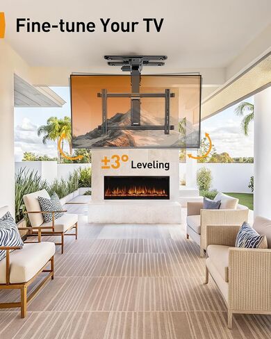 Perlegear Electric Ceiling TV Mount with App & Remote, Motorized Ceiling Mount Full Motion for 32″-75″ Flat and Curved TVs up to 110 lbs, Max VESA 600x400mm, Flip Down TV Mount for Flat Roof, PGCM12B in Saudi Arabia