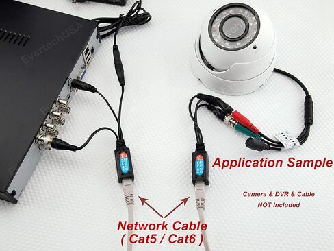 Evertech 20 زوجًا من جهاز إرسال واستقبال طاقة فيديو BNC عالي الدقة 8 ميجابكسل عبر كابل UTP RJ45 موصلات كابل AHD/TVI/CVI/CVBS لكاميرات المراقبة 720P/960P/1080P/3MP/5MP/8MP CCTV in Saudi Arabia