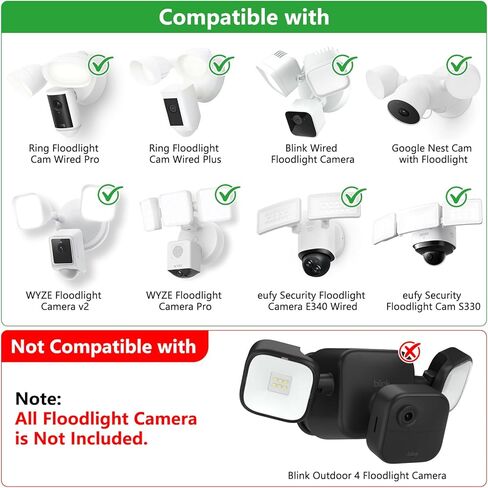 حامل إضافي لكاميرا Ring Floodlight Cam Wired Plus/Pro، كاميرا Floodlight السلكية Blink، كاميرا WYZE Floodlight v2/Pro، حامل صندوق كهربائي خارجي لكاميرا Google Nest مع ضوء غامر، سهل التركيب in Kuwait