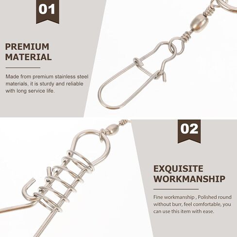 BESPORTBLE 10Pcs Fishing Stringer: Fish Lock Knot, Stainless Steel Fish Stringer Clip, Heavy Duty Wire Rope Lock Cable for Outdoor Fishing in Saudi Arabia
