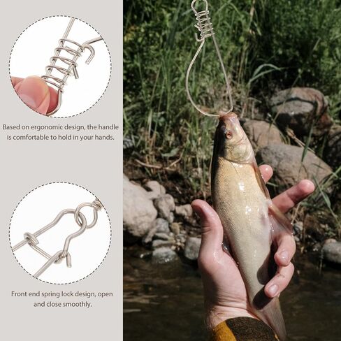 BESPORTBLE 10Pcs Fishing Stringer: Fish Lock Knot, Stainless Steel Fish Stringer Clip, Heavy Duty Wire Rope Lock Cable for Outdoor Fishing in Saudi Arabia