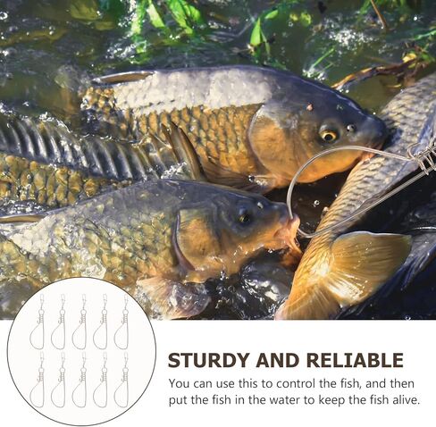 BESPORTBLE 10Pcs Fishing Stringer: Fish Lock Knot, Stainless Steel Fish Stringer Clip, Heavy Duty Wire Rope Lock Cable for Outdoor Fishing in Saudi Arabia