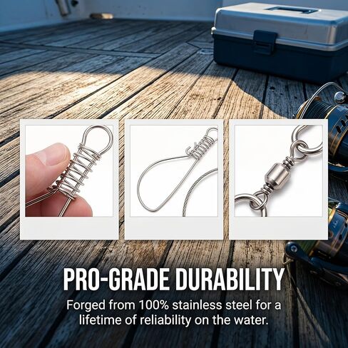 BESPORTBLE 10Pcs Fishing Stringer: Fish Lock Knot, Stainless Steel Fish Stringer Clip, Heavy Duty Wire Rope Lock Cable for Outdoor Fishing in Saudi Arabia