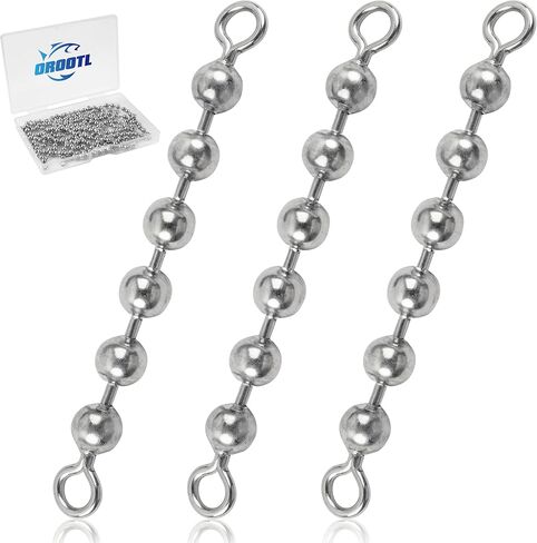 OROOTL Fishing Bead Chain Swivels, 20/40pcs Fishing Swivels Stainless Steel High Speed Trolling Swivels Catfish Swivel Fishing Balls Chain Swivels Fishing Tackle for Freshwater Saltwater in Saudi Arabia