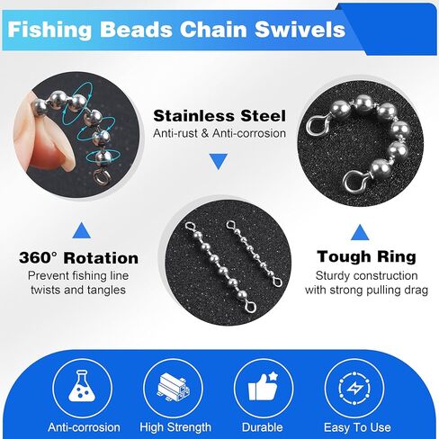 OROOTL Fishing Bead Chain Swivels, 20/40pcs Fishing Swivels Stainless Steel High Speed Trolling Swivels Catfish Swivel Fishing Balls Chain Swivels Fishing Tackle for Freshwater Saltwater in Saudi Arabia