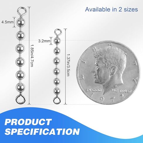 OROOTL Fishing Bead Chain Swivels, 20/40pcs Fishing Swivels Stainless Steel High Speed Trolling Swivels Catfish Swivel Fishing Balls Chain Swivels Fishing Tackle for Freshwater Saltwater in Saudi Arabia