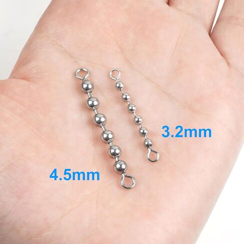 OROOTL Fishing Bead Chain Swivels, 20/40pcs Fishing Swivels Stainless Steel High Speed Trolling Swivels Catfish Swivel Fishing Balls Chain Swivels Fishing Tackle for Freshwater Saltwater in Saudi Arabia