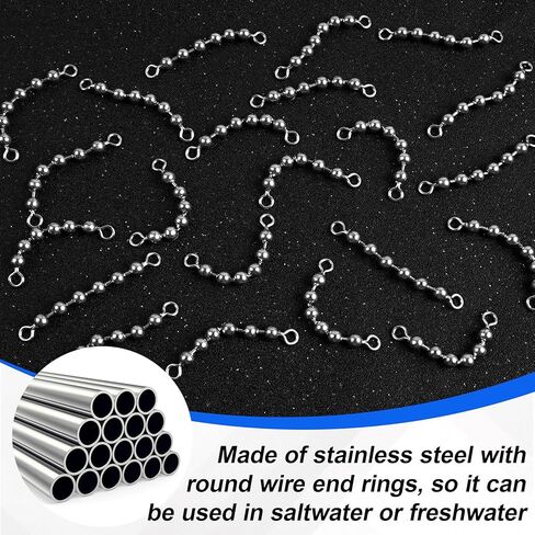 OROOTL Fishing Bead Chain Swivels, 20/40pcs Fishing Swivels Stainless Steel High Speed Trolling Swivels Catfish Swivel Fishing Balls Chain Swivels Fishing Tackle for Freshwater Saltwater in Saudi Arabia