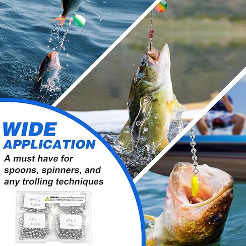 OROOTL Fishing Bead Chain Swivels, 20/40pcs Fishing Swivels Stainless Steel High Speed Trolling Swivels Catfish Swivel Fishing Balls Chain Swivels Fishing Tackle for Freshwater Saltwater in Saudi Arabia