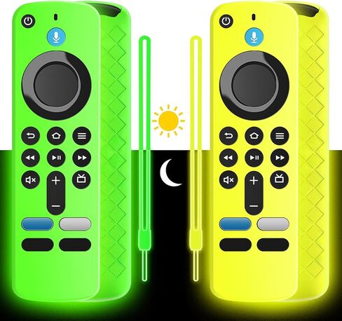 (2 Pack) Soft Silicone Remote Cover for (newestmodel) Stick HD, 4K Remote Controls, Stick Cover Glow in The Dark, Anti Slip Shockproof Protective Case with Lanyard (Glow Green&Glow Purple) in Saudi Arabia