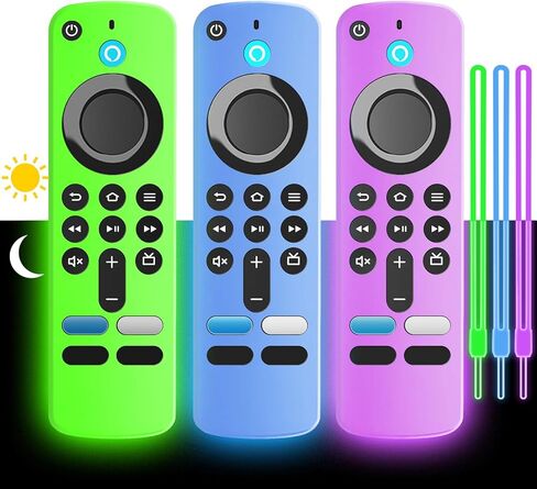(عبوتان) غطاء عن بعد من السيليكون الناعم لـ (أحدث طراز) Stick HD، أجهزة التحكم عن بعد 4K، غطاء لاصق يتوهج في الظلام، جراب واقٍ مقاوم للانزلاق مضاد للصدمات مع حبل (أخضر متوهج وأرجواني متوهج) in Kuwait