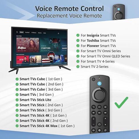 جهاز تحكم عن بعد صوتي بديل لجميع مكعبات التلفزيون الذكي Fire، مناسب لعصا التلفزيون 4K Max/4K (الجيل الأول/الثاني)، عصا التلفزيون (الجيل الثاني/الثالث)، عصا التلفزيون Lite/HD، مناسب لأجهزة Insignia/Toshiba/TCL/Hisense الذكية in Kuwait