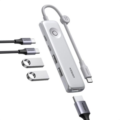 UGREEN USB C Hub 5-in-1 Revodok, Slim Portable USB-C Adapter with 100W PD Charging, 4K@60Hz HDMI, 10Gbps USB 3.2 Data Ports, Lock-Screen Button & Cable Clip for MacBook Air/Pro, iPad, Laptops in Saudi Arabia