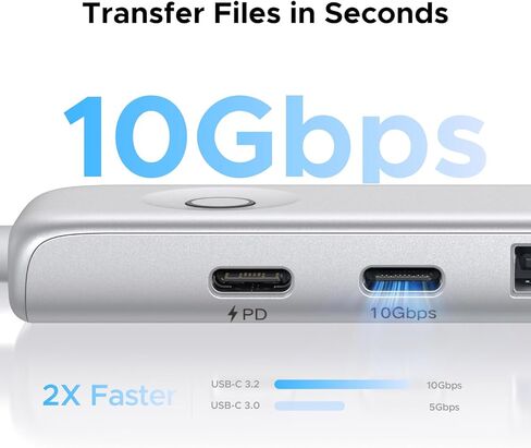 UGREEN USB C Hub 5-in-1 Revodok, Slim Portable USB-C Adapter with 100W PD Charging, 4K@60Hz HDMI, 10Gbps USB 3.2 Data Ports, Lock-Screen Button & Cable Clip for MacBook Air/Pro, iPad, Laptops in Saudi Arabia