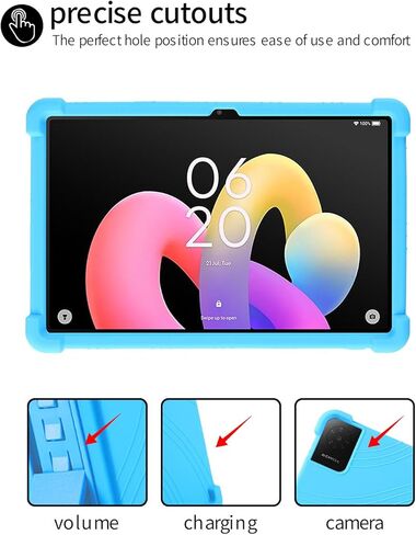 حافظة كمبيوتر لوحي TCL Tab 10L Gen4 2025 مقاس 10.1 بوصة، حامل من السيليكون الناعم BOVUGAC قابل للتعديل مضاد للصدمات مناسب للأطفال لجهاز TCL Tab 10L Gen 4 10.1 بوصة (أزرق سماوي) in Saudi Arabia