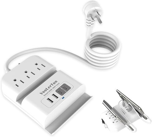 Surge Protector Power Strip Outlet Extender 4 USB Charging Station with Multi Outlet,6FT Flat Plug Extension Cord 3 AC with Overload Protection ETL Certified for Office Home in Saudi Arabia