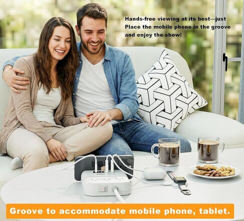 Surge Protector Power Strip Outlet Extender 4 USB Charging Station with Multi Outlet,6FT Flat Plug Extension Cord 3 AC with Overload Protection ETL Certified for Office Home in Saudi Arabia