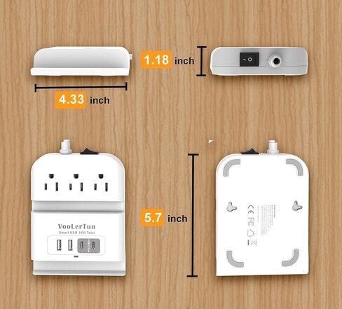 Surge Protector Power Strip Outlet Extender 4 USB Charging Station with Multi Outlet,6FT Flat Plug Extension Cord 3 AC with Overload Protection ETL Certified for Office Home in Saudi Arabia