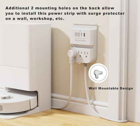 Surge Protector Power Strip Outlet Extender 4 USB Charging Station with Multi Outlet,6FT Flat Plug Extension Cord 3 AC with Overload Protection ETL Certified for Office Home in Saudi Arabia