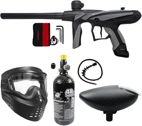 مجموعة أدوات تحديد ملحقات مسدس كرات الطلاء Maddog Tippmann Vantage للمبتدئين [HPA] | قلم تحديد، خزان هواء مضغوط 48ci/3000psi، قناع، قادوس، كبسولات، حزام وخيارات معدات الحماية in Kuwait