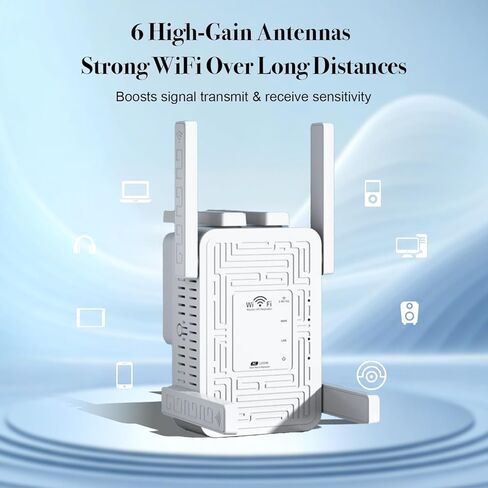WiFi Extender Signal Booster, 1200Mbps Dual Band 2.4/5.8G WiFi Extender for Home, WiFi Repeater with Ethernet Port Covers up to 12880 Sq Ft Coverage, 105 Devices & 1-Tap Setup in Saudi Arabia