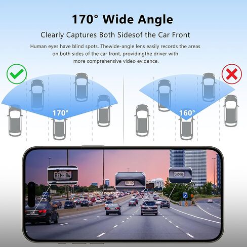 كاميرا أمامية صغيرة بدقة 4K، كاميرا سيارة WiFi مع تطبيق، رؤية ليلية، مستشعر G، شاشة ركن السيارة 24 ساعة، زاوية واسعة 170 درجة، التحكم الصوتي (ترقية) in Kuwait