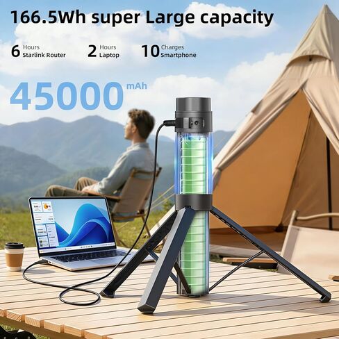 Starlink Mini Battery Pack, 6-Hour Runtime, 166Wh/45000mAh, Starlink Mini Power Stand with Integrated Tripod, Built-in Type-C Fast Charging for Outdoor & Remote Work, IP67 Waterproof in Saudi Arabia