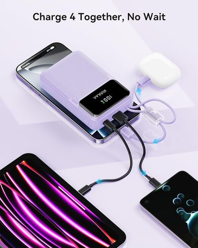 شاحن Kuulaa المحمول مع كابلات مدمجة 20000 مللي أمبير في الساعة، بنك طاقة للسفر مع شاشة LED، حزمة بطارية شحن سريع 22.5 وات لهاتف iPhone 17 16 15 14 13 12 Android in Kuwait