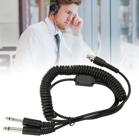 XUMIUZIY Mini XLR to GA Dual Plugs Aviation Headset Adapter Cable, Mini XLR 5 Pin Plug to GA Dual Plugs, Converts to Dual GA PJ055 PJ068, Suitable for David Clark Avcomm ASA in Saudi Arabia